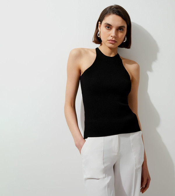 Viscose Blend Knitted Racer Tank Top