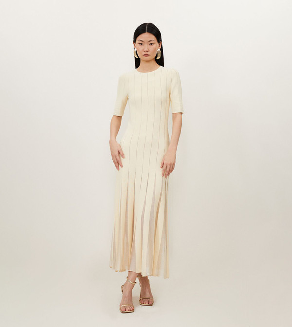 Petite Viscose Blend Filament Knit Midi Dress