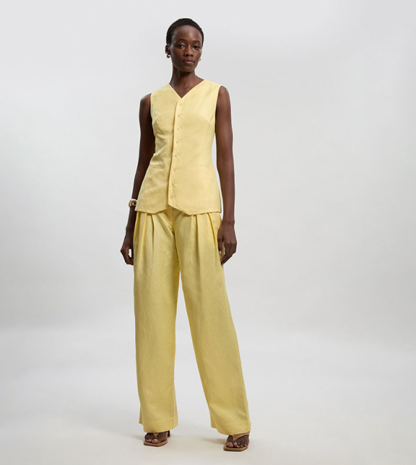 Pleated Woven Straight Fit Trousers