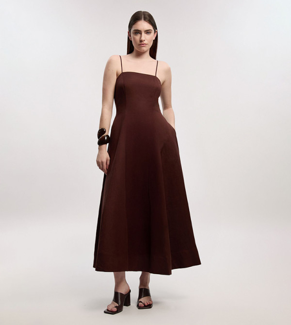 Viscose Linen Woven Prom Maxi Dress