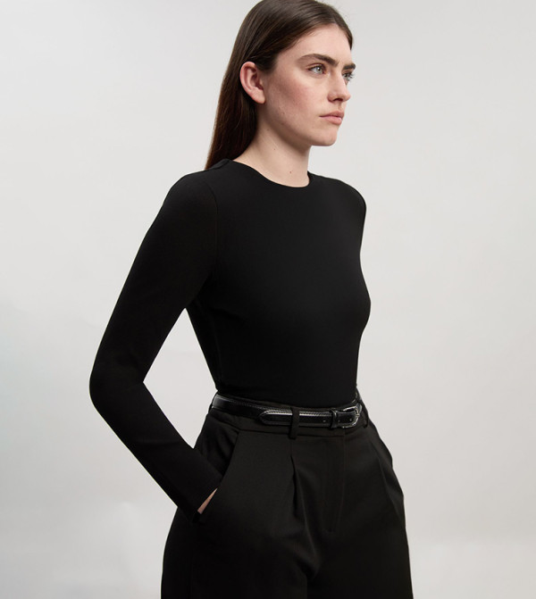 Ponte Buckle Back Detail Bodysuit Top