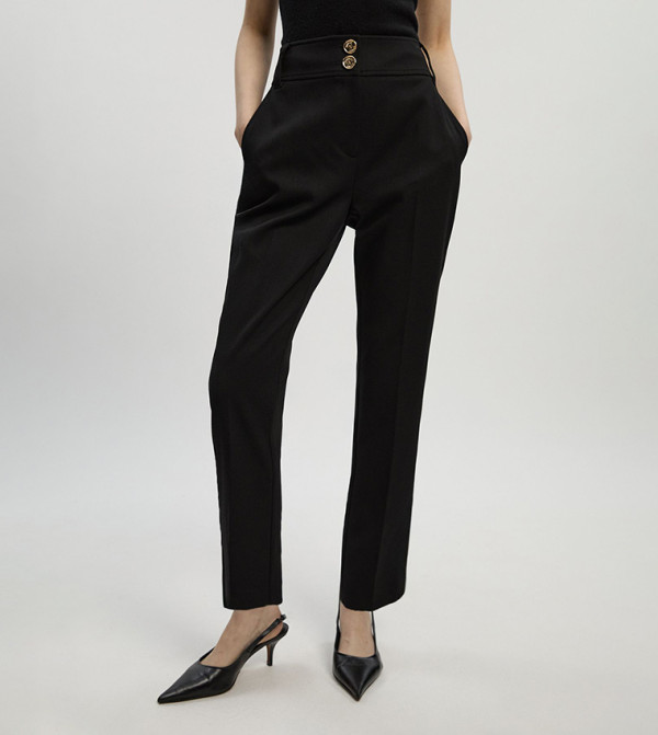 Textured Compact Stretch Tailored Slim Fit Trousers