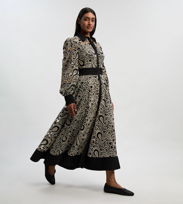 فستان ماكسي قميص منسوج