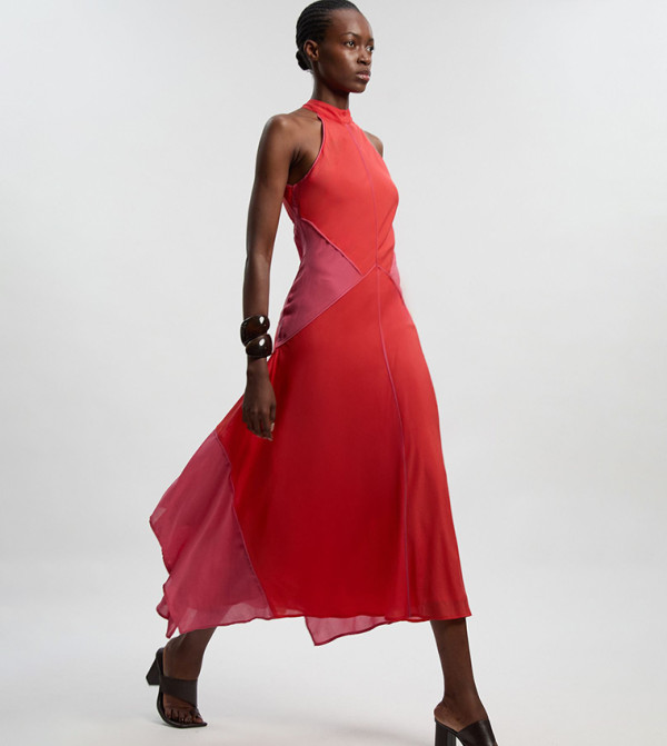 فستان ميدي بلونين بقبة هالتر