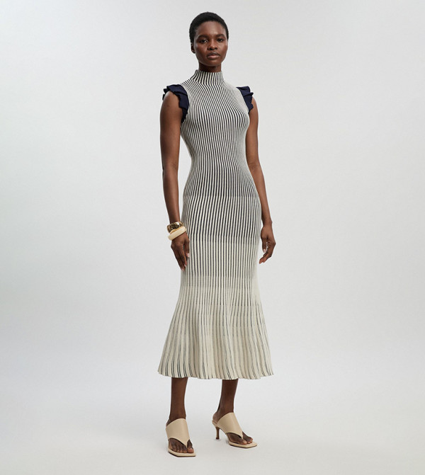 فستان ميدي محبوك كم كشكش للمقاسات الصغيرة