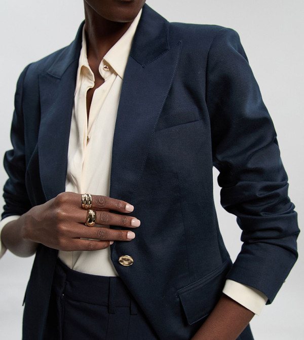 Linen Single Breasted Tailored Blazer