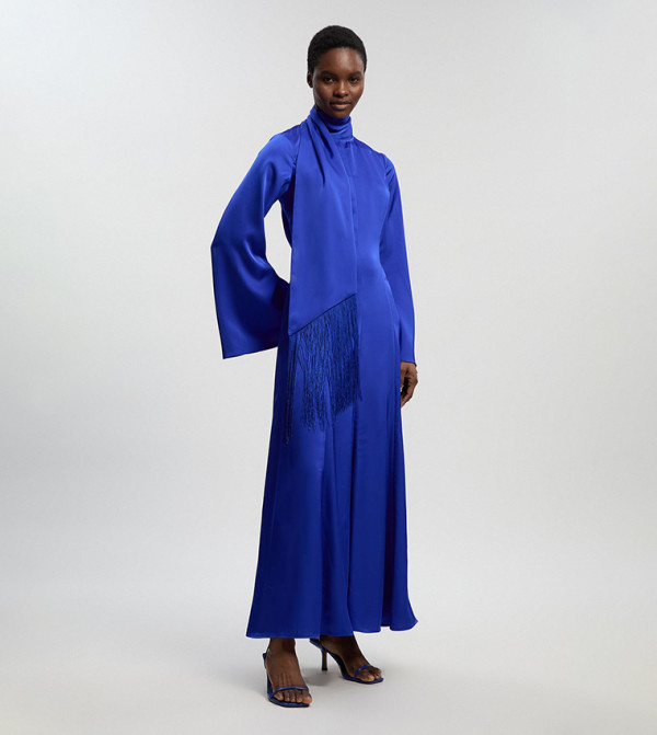 Cowl Neck Drape Woven Maxi Dress