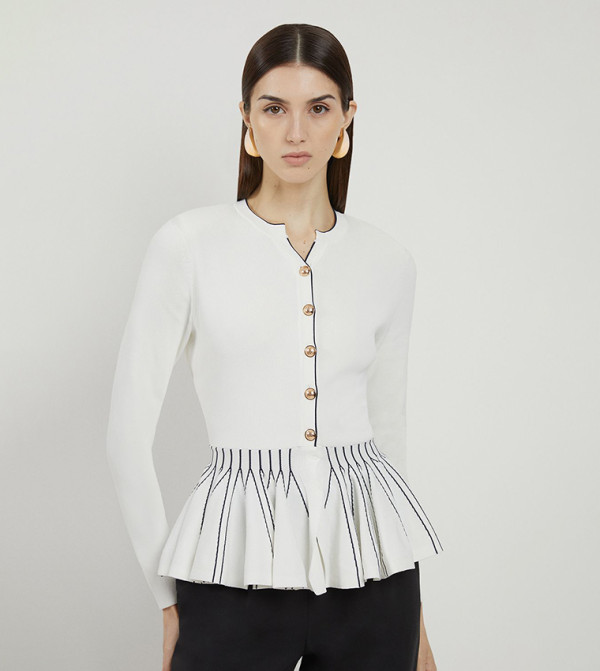 Viscose Blend Knit Peplum Top