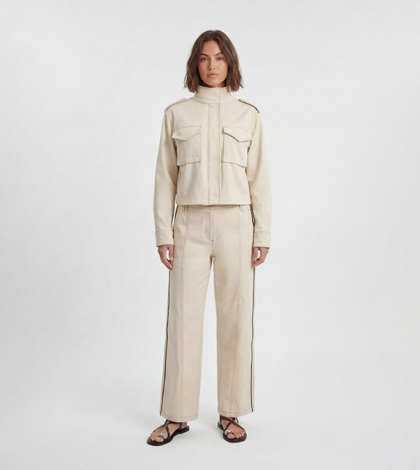Striped Tailored Military Jacket