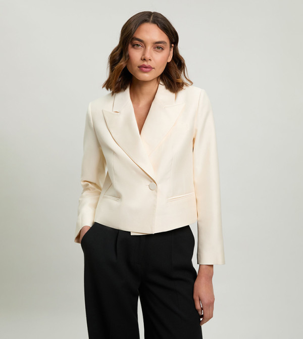 Tailored Satin Tux Cropped Blazer