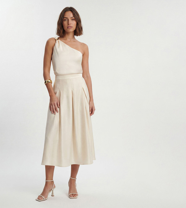 Petite Hammered Satin One Shoulder Top