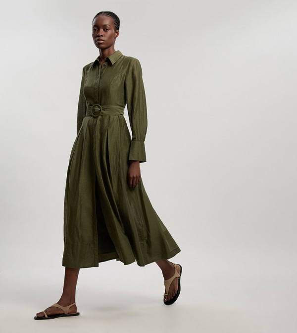 Petite Organdie Woven Midi Shirt Dress