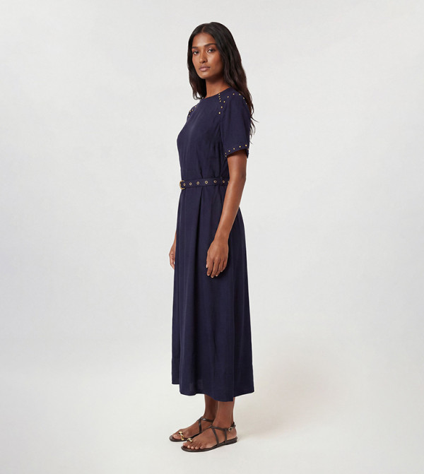 Petite Premium Viscose Linen Woven Midi Dress