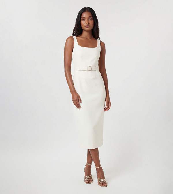 Compact Stretch Tailored Pencil Midi Dress