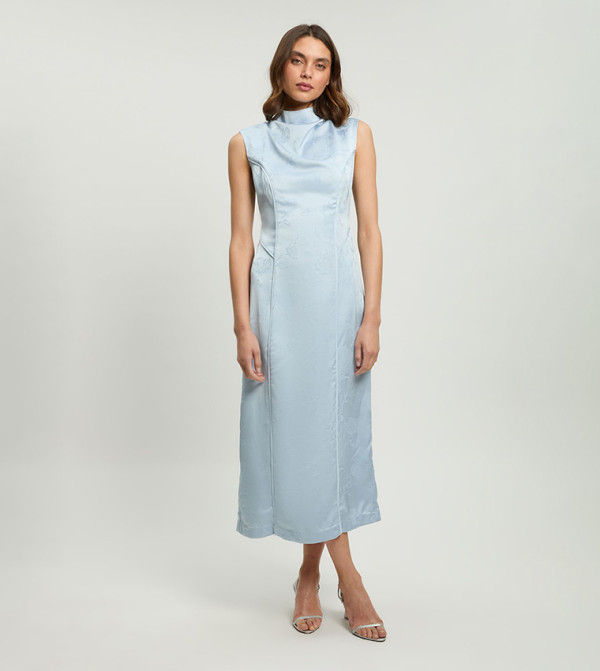 Jacquard Sleeveless Woven Midi Dress