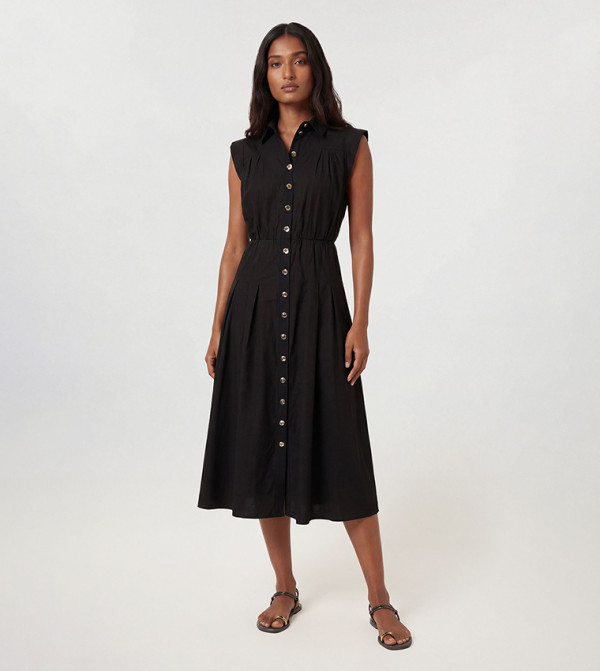 Cotton Poplin Button Up Midi Dress