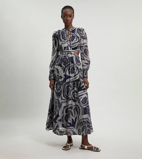 Petite Floral Printed Studded Detail Maxi Dress