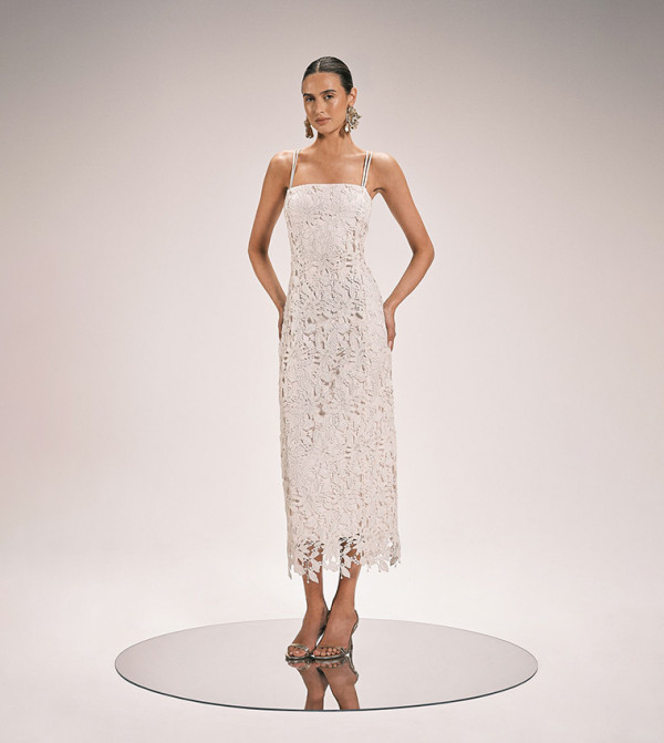 Petite Lace Detail Strappy Midi Dress