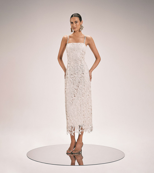 Lace Detail Strappy Midi Dress