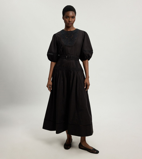 Poplin Belted Midaxi Dress