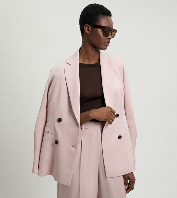 Polished Linen Blend Single Breasted Tailored Blazer