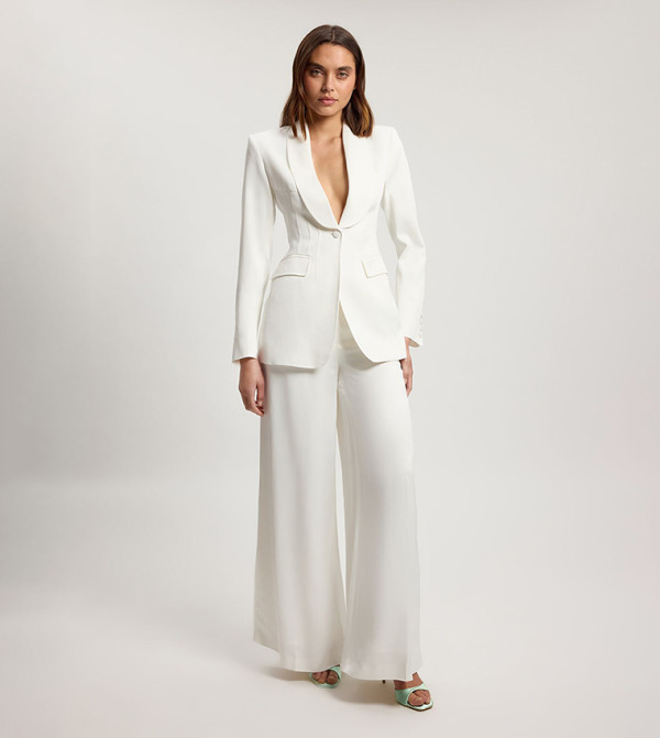 Petite Structured Satin Tailored Blazer