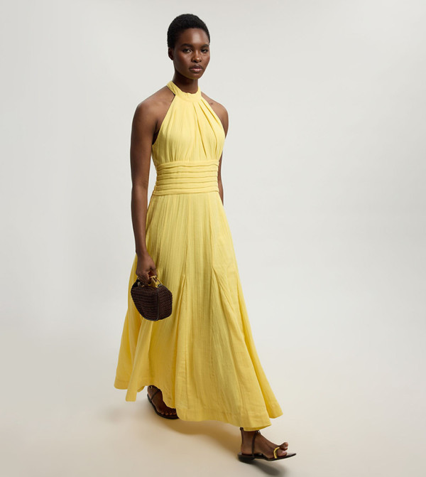 Double Cloth Halterneck Midi Dress