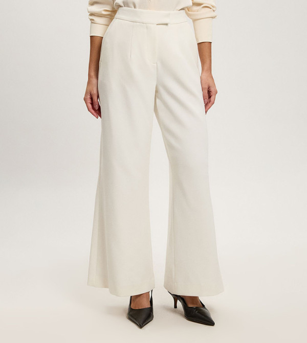 Petite Compact Stretch Straight Fit Tailored Trousers