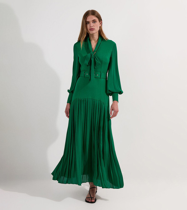 Petite Ponte Georgette Mix Midi Dress