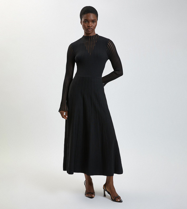 Viscose Blend Filament Knit Midi Dress