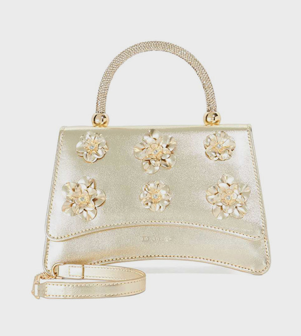 BLOSSOMS Appliqued Top Handle Bag