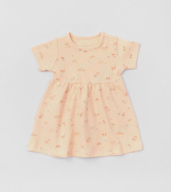 Printed Short Sleeves Flared Dress