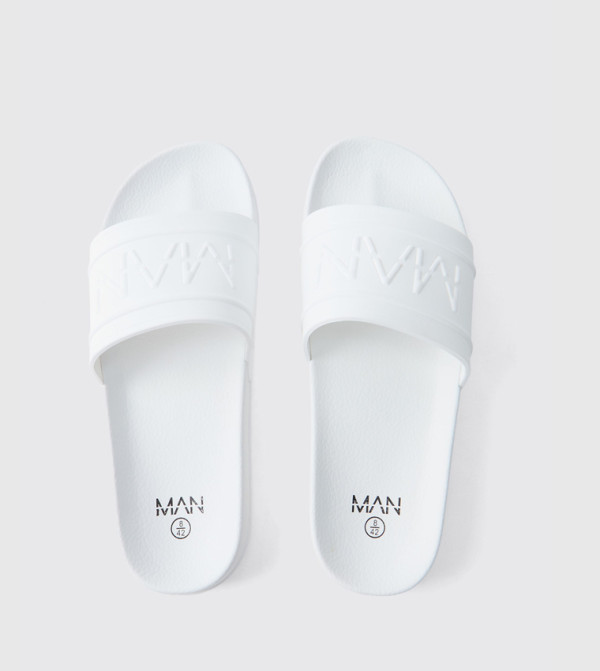 Embossed Open Toe Dash Slides