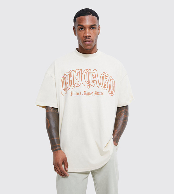 Oversized Chicago Print T-Shirt