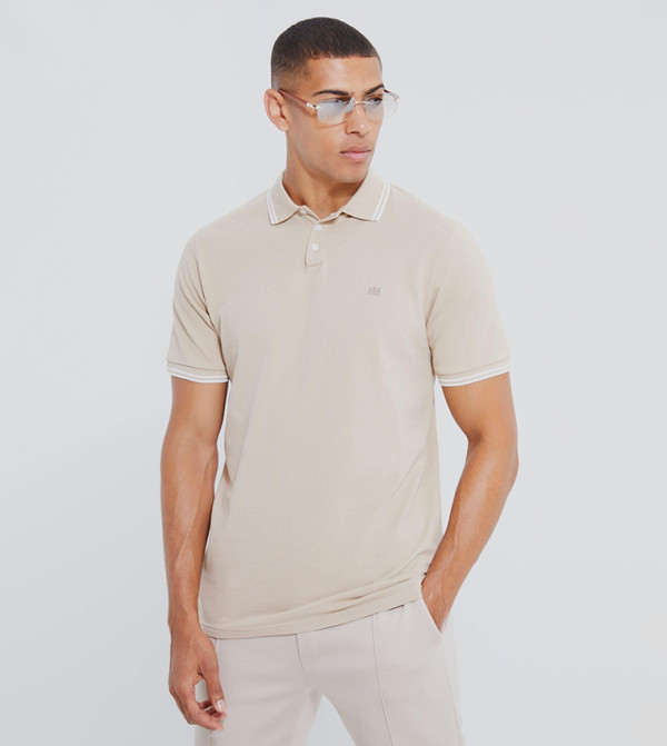 Crown Embroidered Tipped Pique Polo T-Shirt