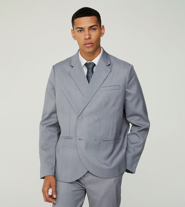 Textured Double Breasted Blazer