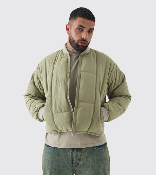 Plus & Tall Boxy Quilted Bomber Jacket