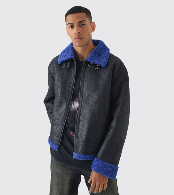 Extreme Oversized Faux Suede Aviator Jacket