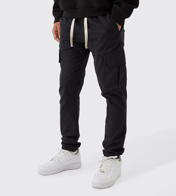 Drawstring Waist Cuffed Cargo Trousers