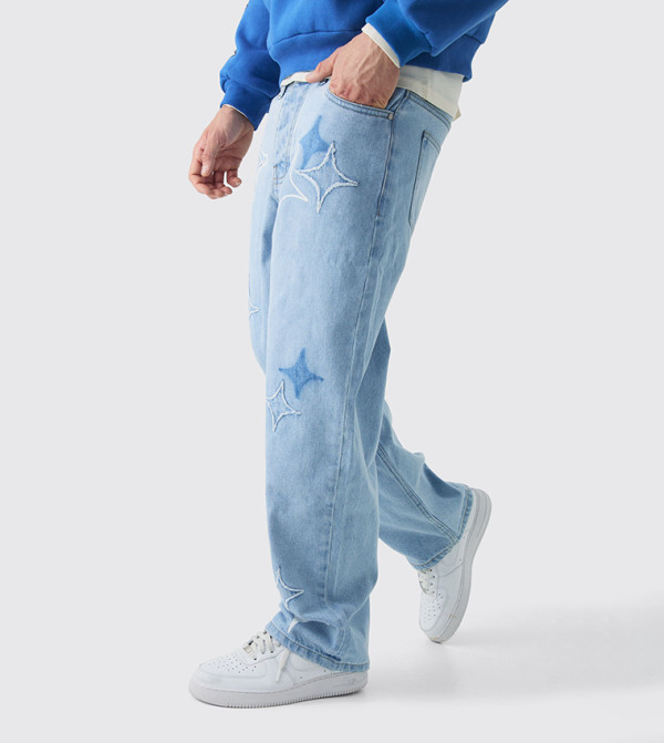 Rigid Star Applique Relaxed Fit Jeans