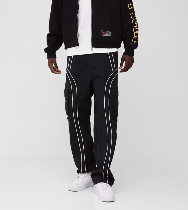 Nylon Pipped Relaxed Fit Cargo Trousers