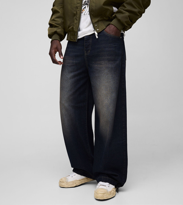 Washed Parachute Baggy Jeans