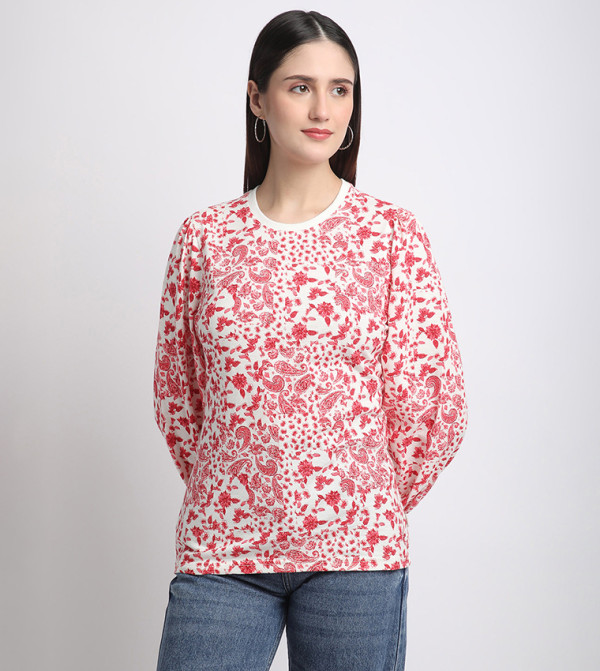 Paisley Printed Short Sleeves Top