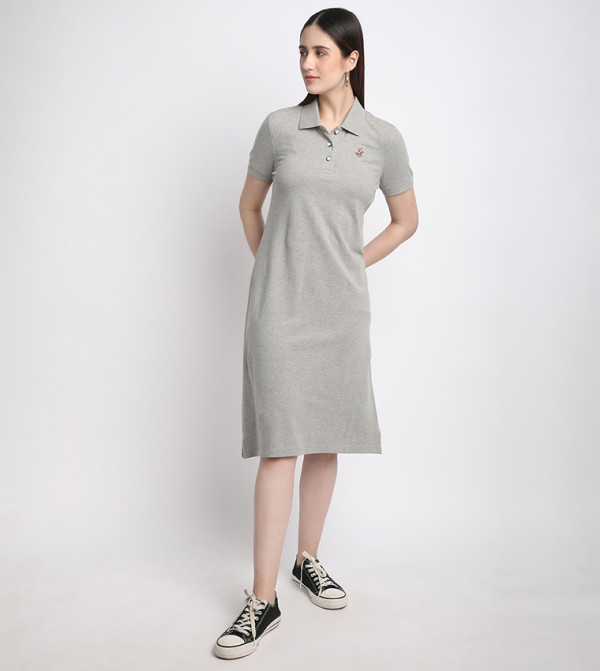 Logo Detail Short Sleeves Polo Dress