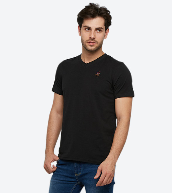 Logo Embroidered V-Neck T-Shirt