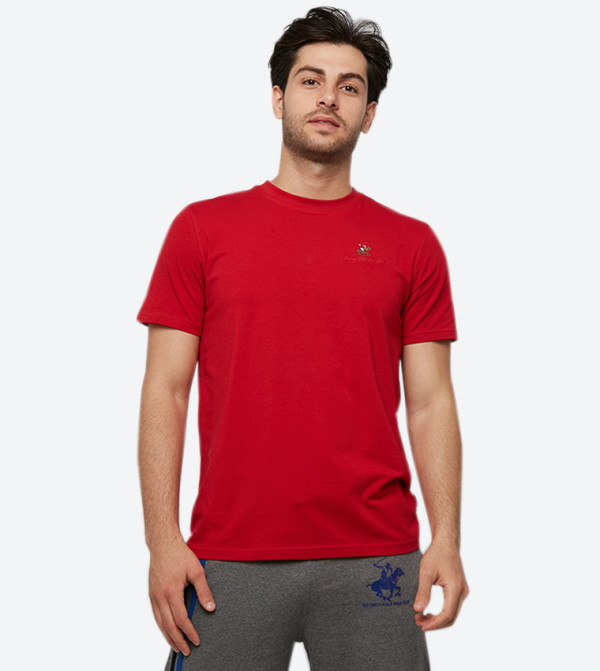 Logo Embroidered Initials Crew Neck T-Shirt