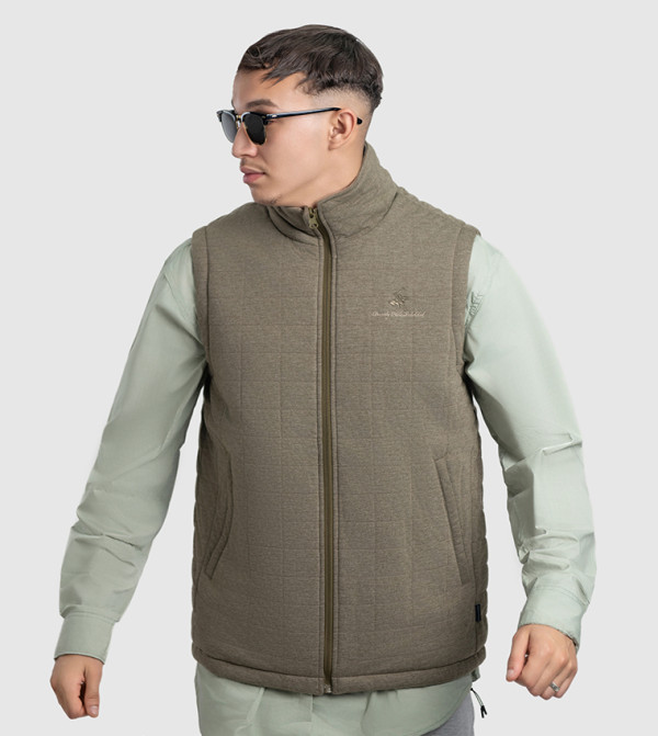Logo Embroidered Zip-Through Gilet
