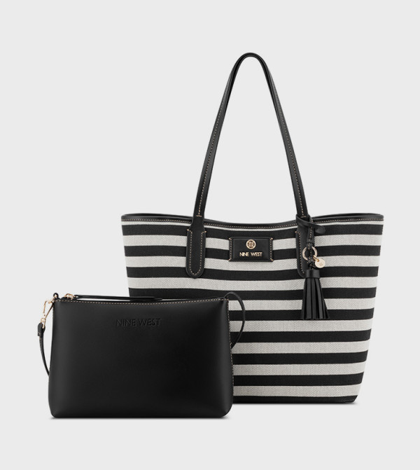 Striped Tote Bag with Pouch