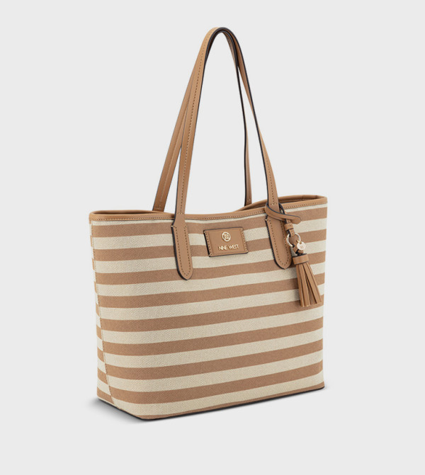 Striped Tote Bag with Pouch