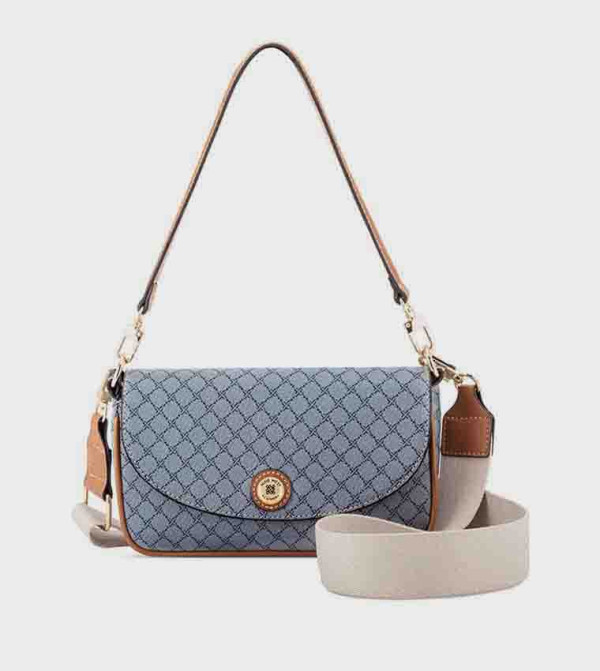 Monogram Patterned Flap Shoulder Bag
